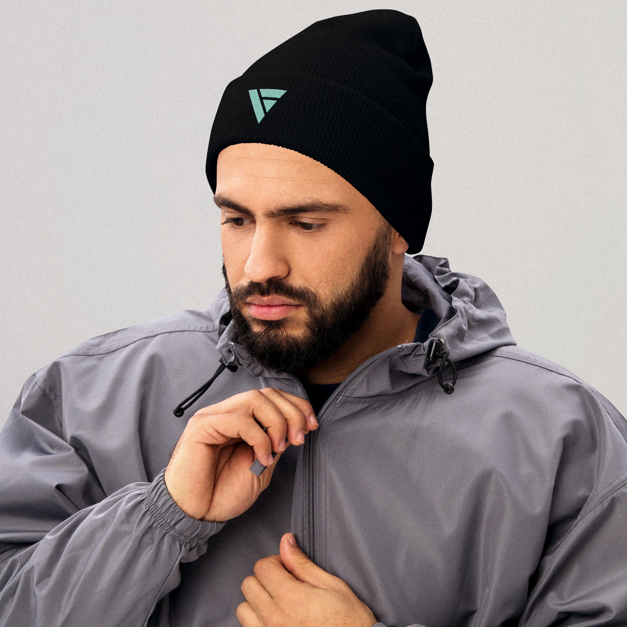 Cuffed Beanie – Black – Colour Logo