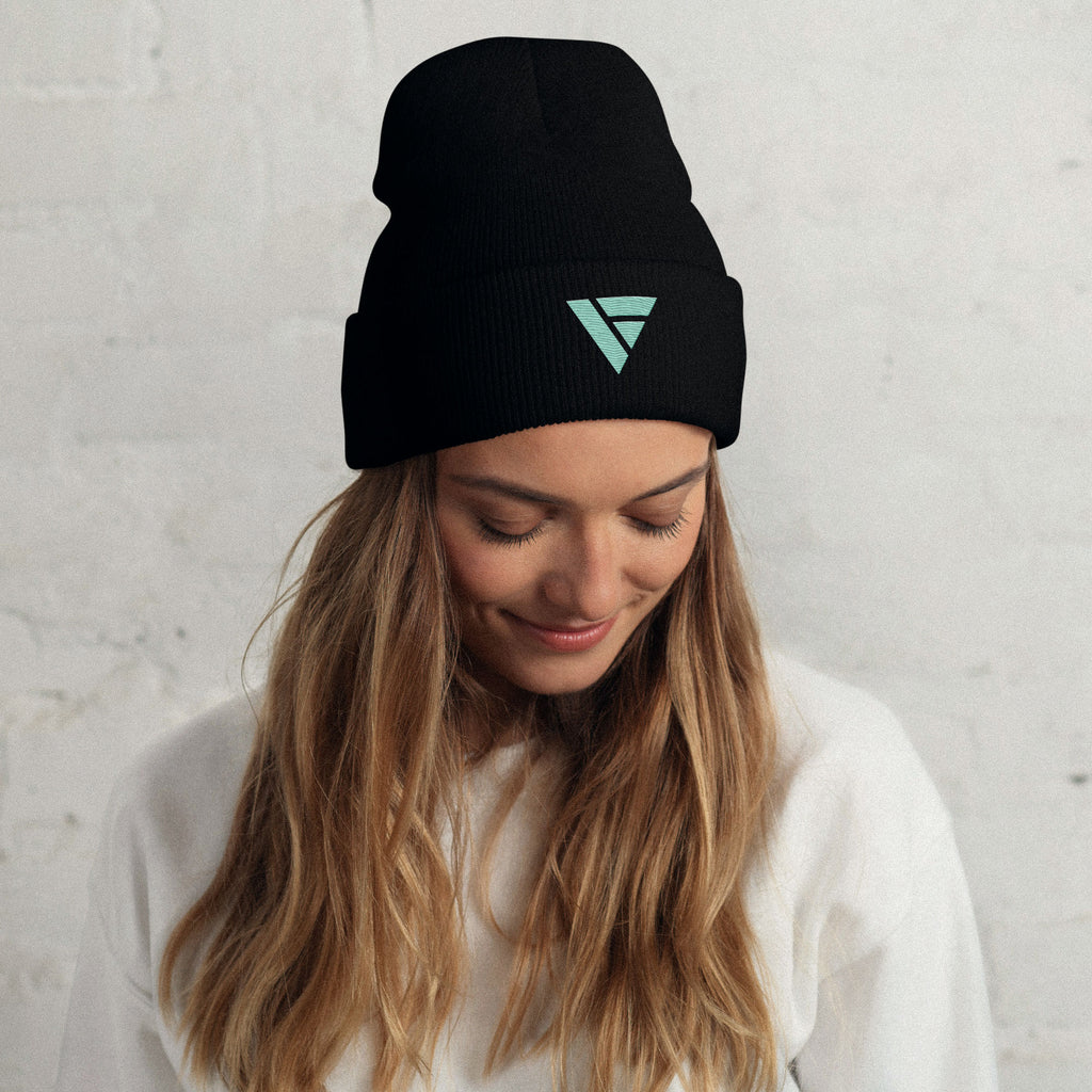 Cuffed Beanie – Black – Colour Logo