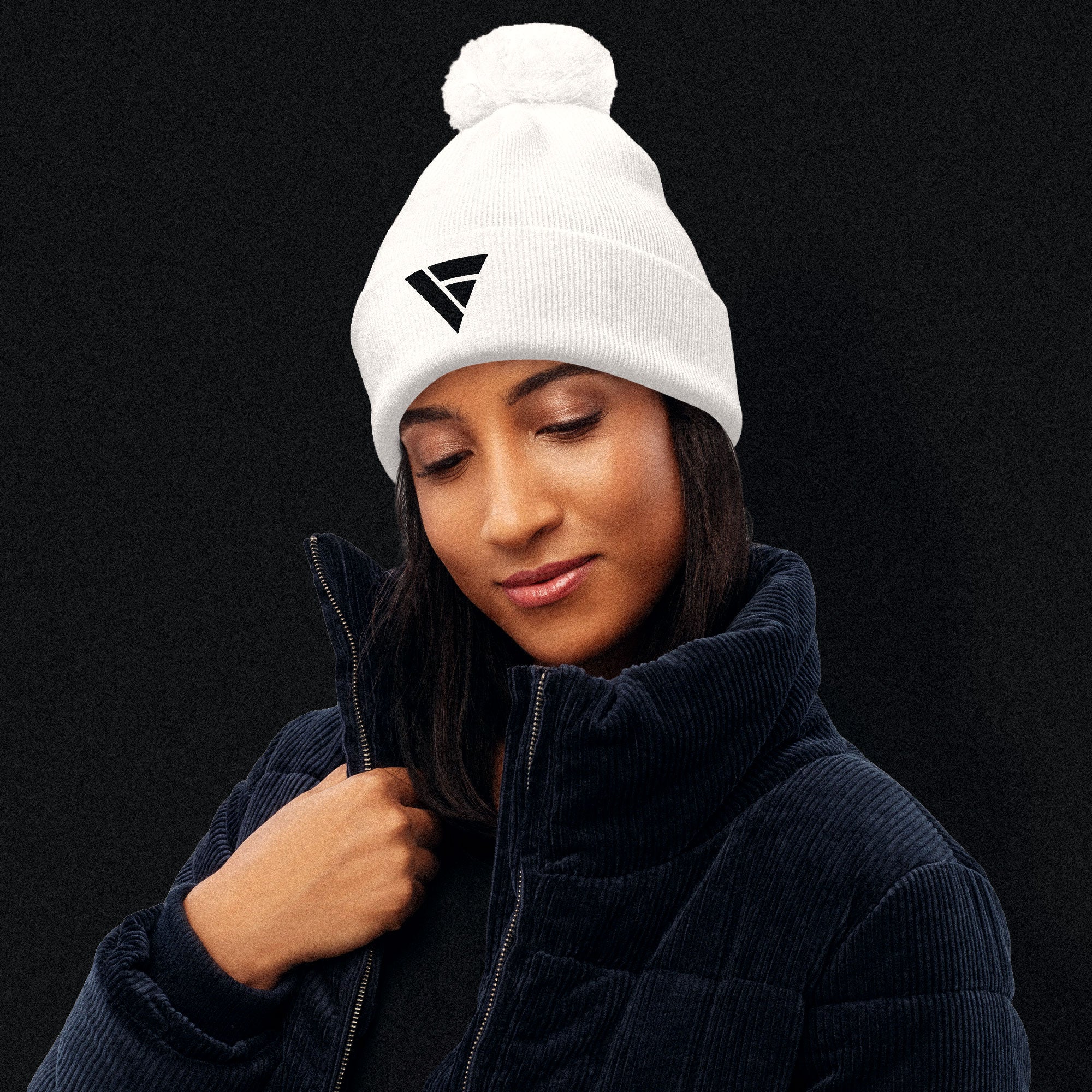 Beanie Pom Pom – White